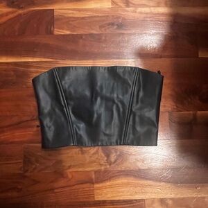 Zara Black Corset Faux Leather Top size M